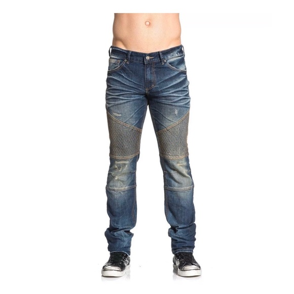 AFFLICTION Men Denim Jeans GAGE GRID MALI Embroide - Picture 2 of 9